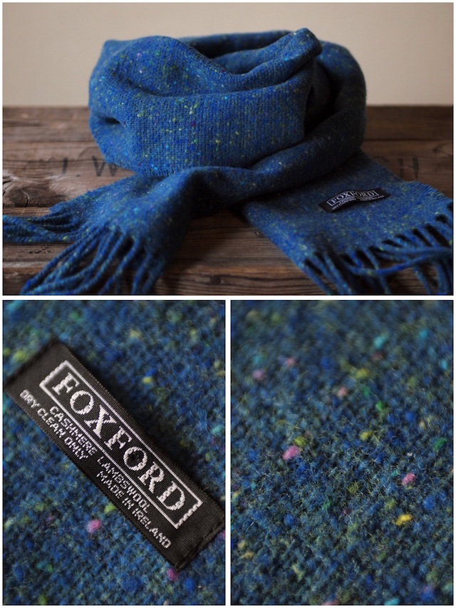 FOXFORD Wool×Cashmere Scarf Charcoal Black/Blue-3